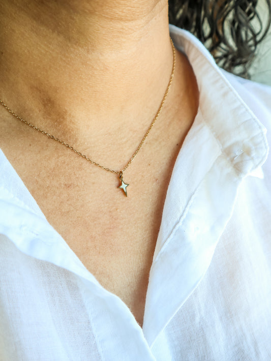 North Star Mother of Pearl Gold Necklace