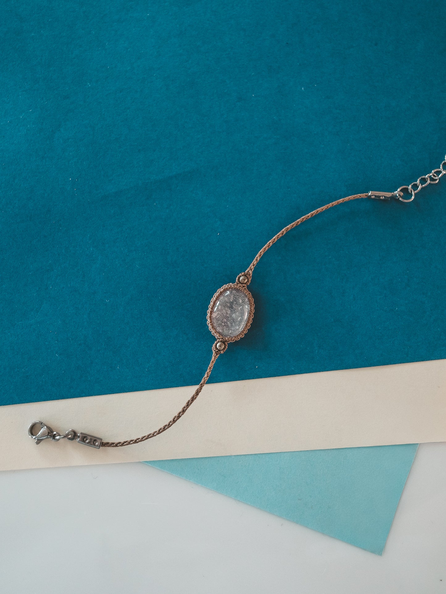 Clear Quartz Dainty Macrame Bracelet