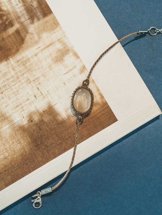Clear Quartz Dainty Macrame Bracelet