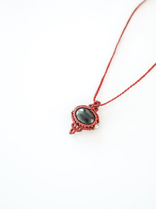 Black Onyx Macrame Pendant Necklace