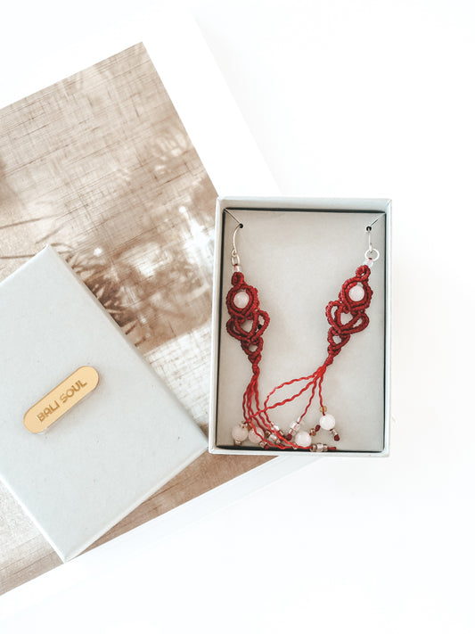 gemstone macrame earrings
