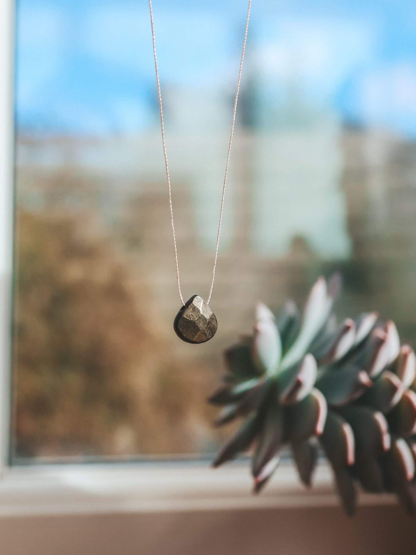 Pyrite Gemstone Silk Cord Necklace