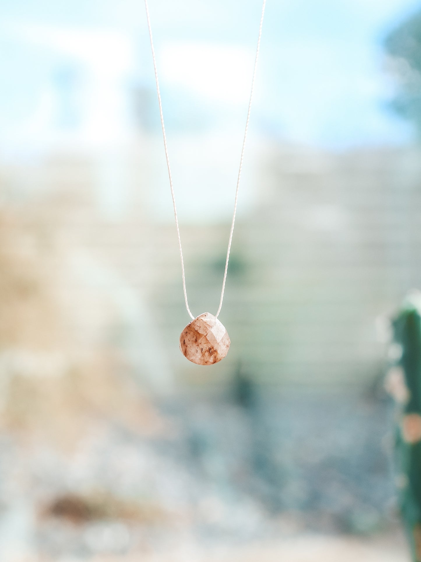 Strawberry Quartz Gemstone Silk Cord Necklace