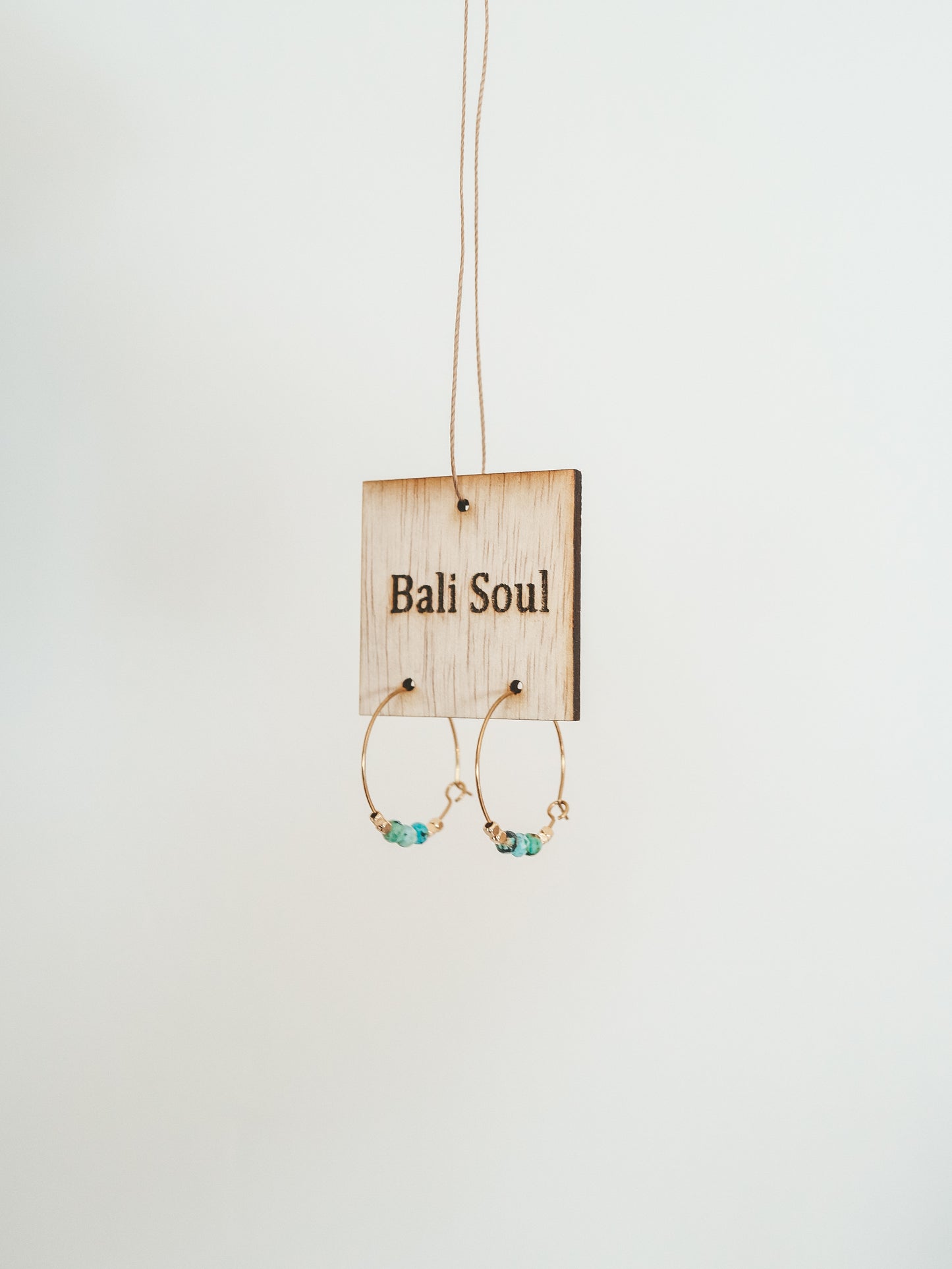 African Turquoise Gold Hoop Earrings