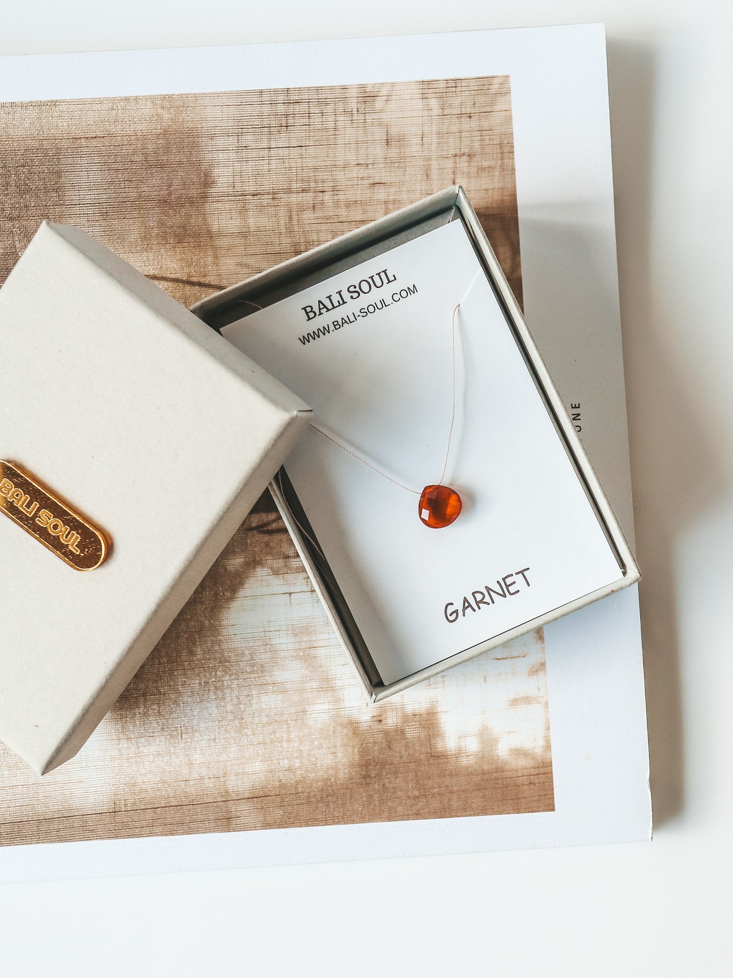 Garnet Floating Silk Cord Necklace, January Birthstone