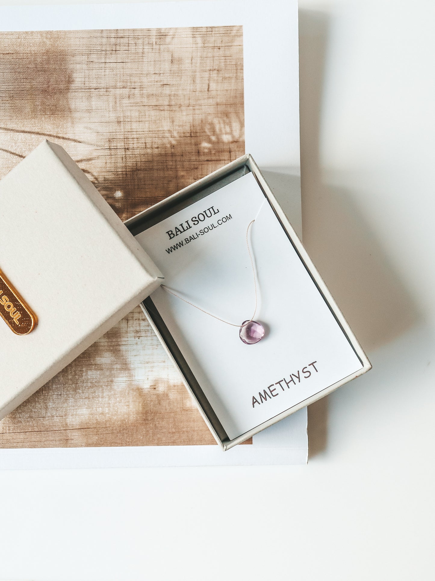 Amethyst Silk Cord Necklace, February Birthstone