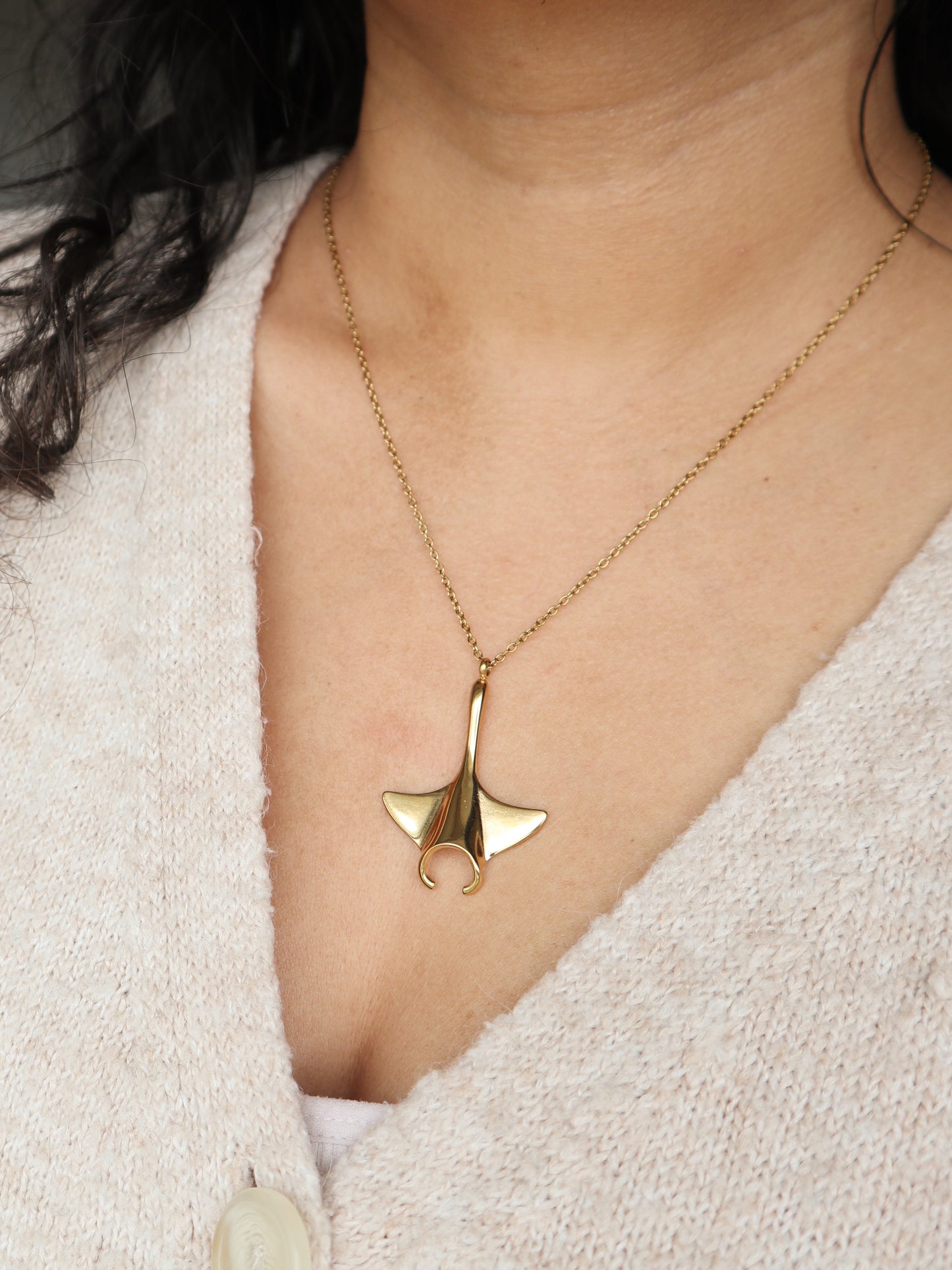 Gold Manta Ray Necklace