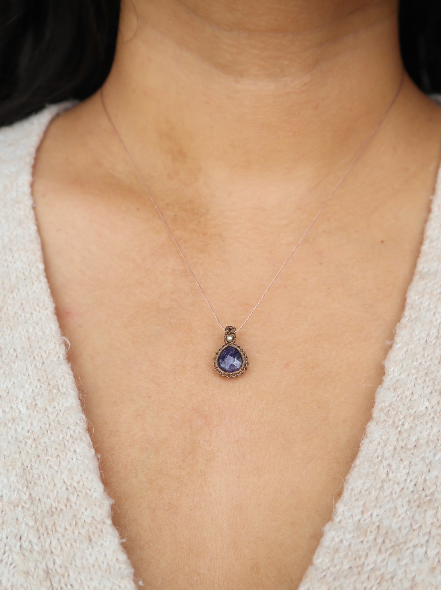 Sapphire Macrame Necklace