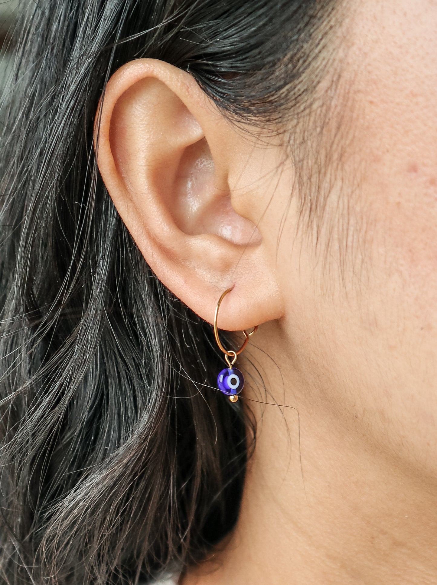 Evil Eye Gold Hoop Earrings