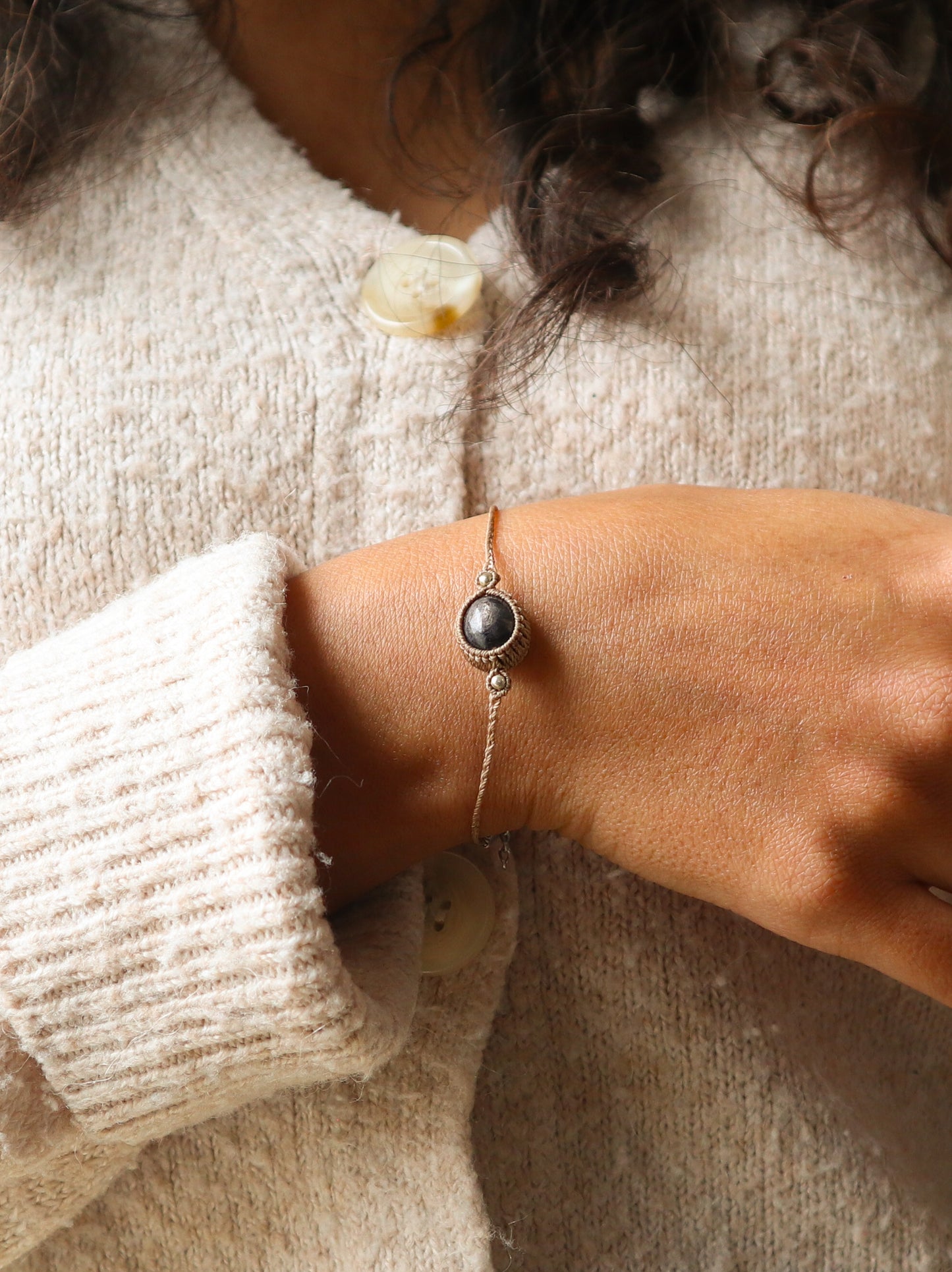 Black Sapphire Macrame Bracelet