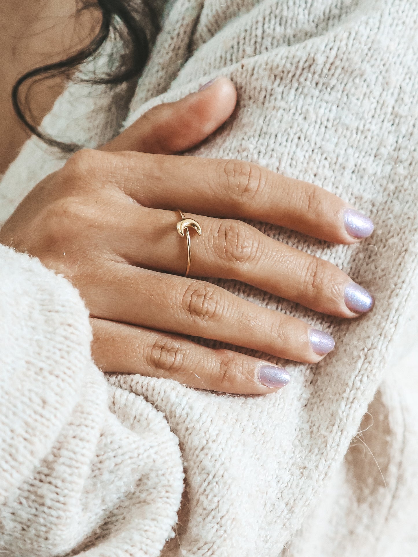 Gold Crescent Moon Ring