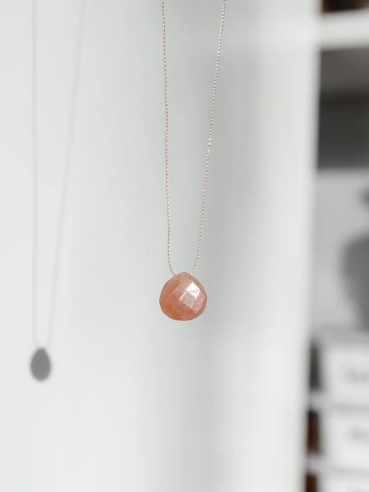 Peach Moonstone Silk Cord Necklace