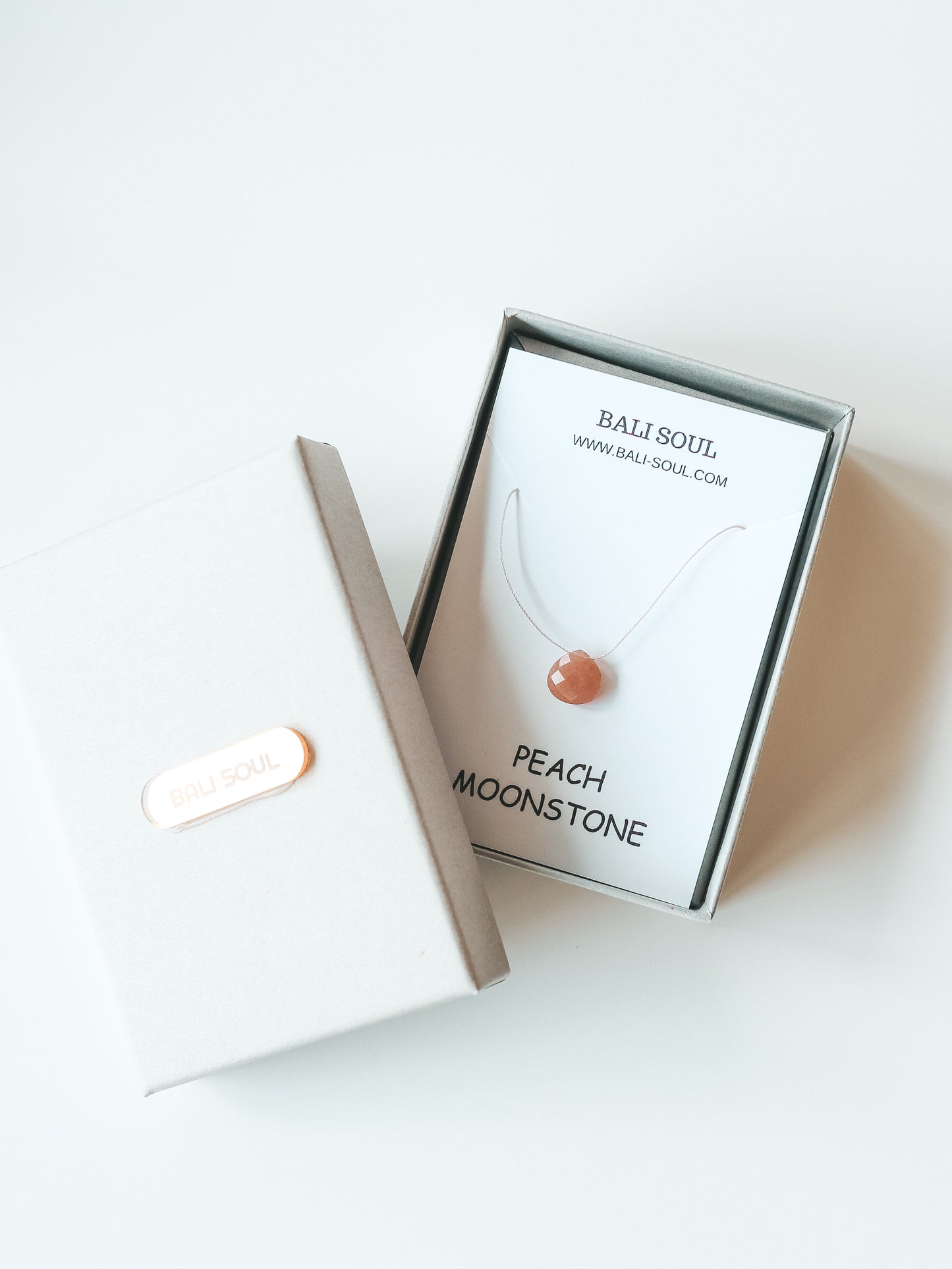 Peach Moonstone Silk Cord Necklace