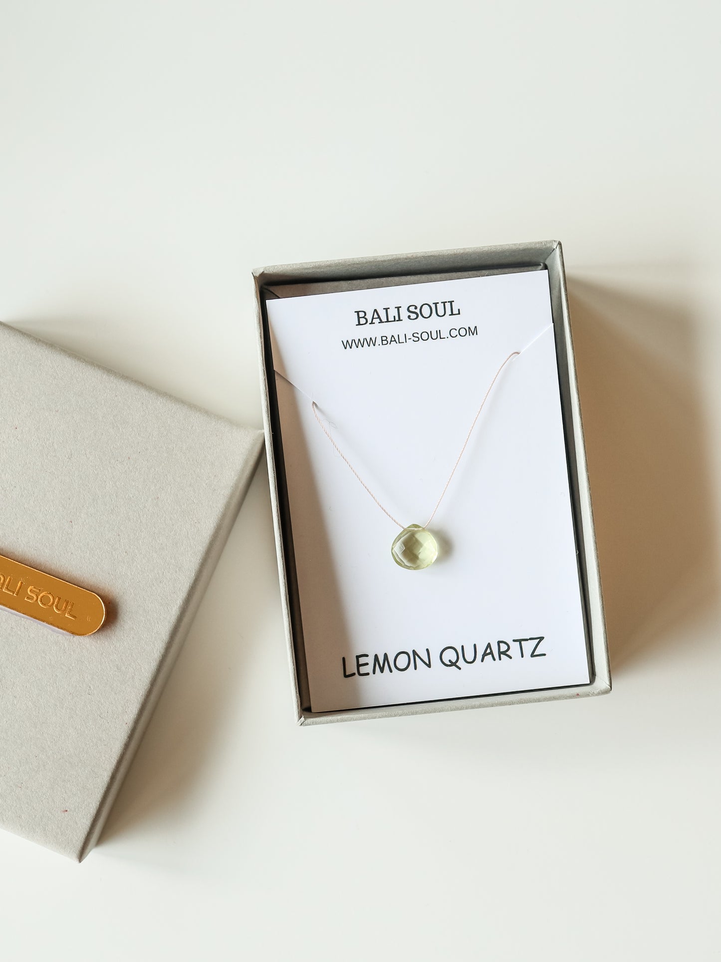 Lemon Quartz Silk Cord Necklace