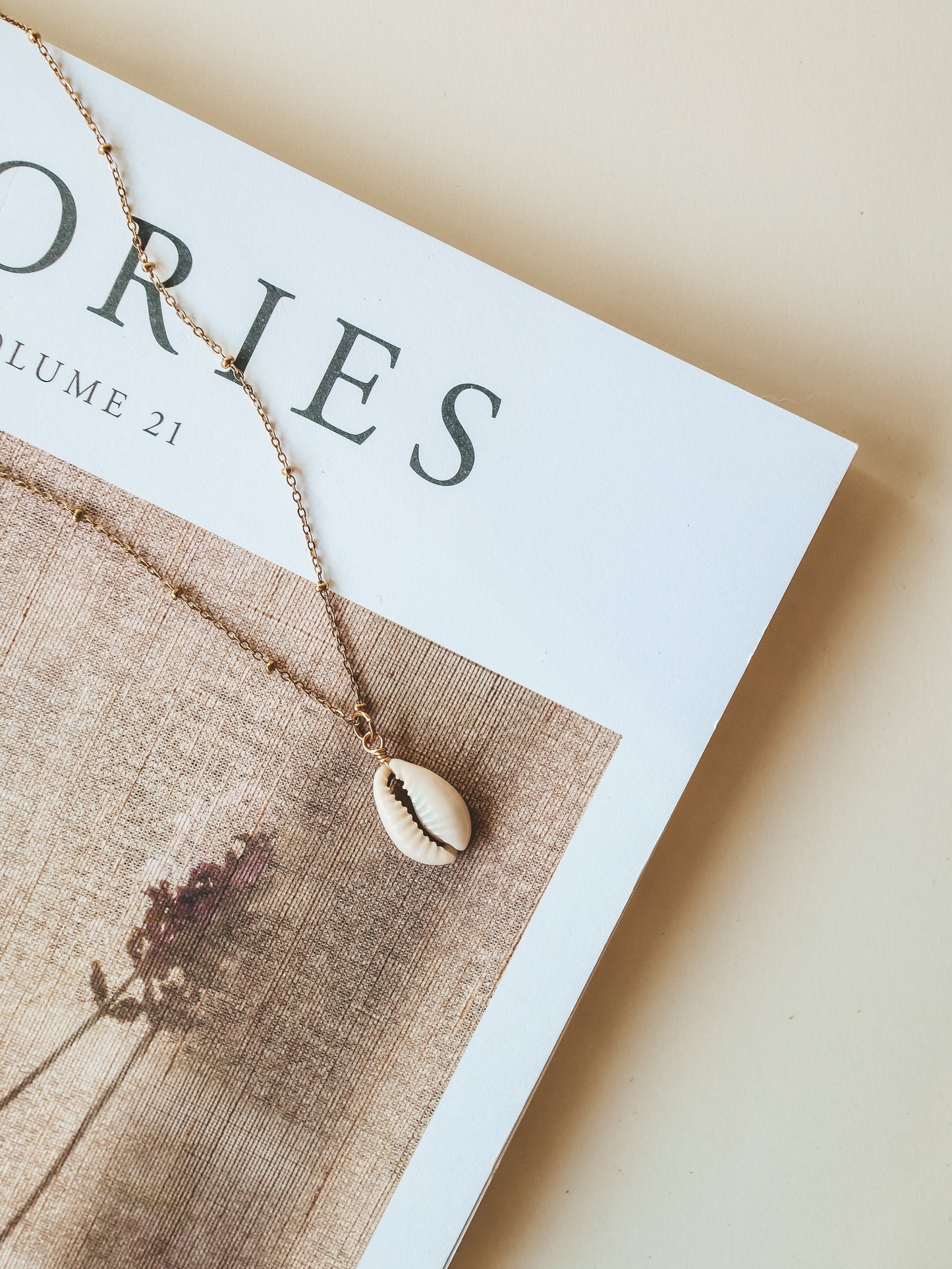 Gold Cowrie Shell Pendant Necklace