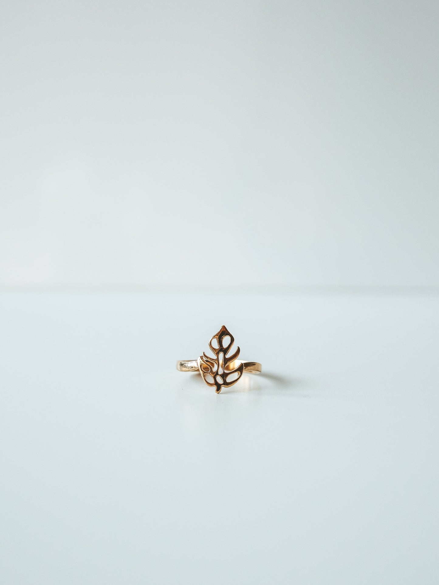 Adjustable Gold Plated Leaf Ring