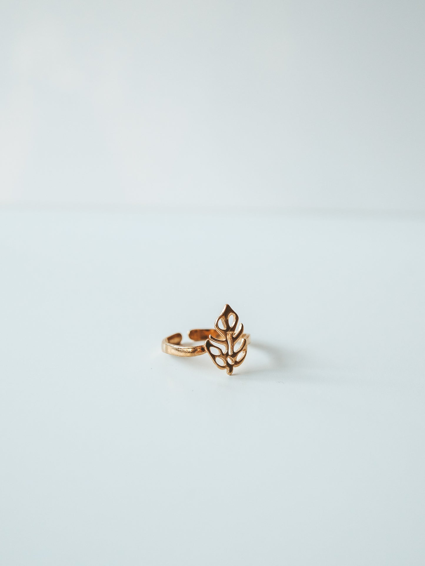 Adjustable Gold Plated Leaf Ring
