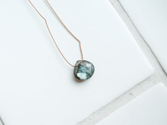 Labradorite Fine Silk Cord Necklace, November Birthstone