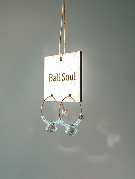 Coastal Glow Beaded Shell Hoops