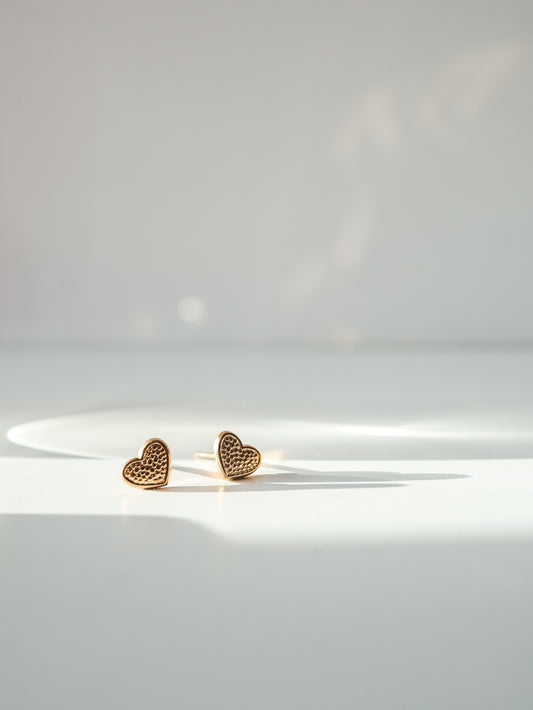 Dainty Gold Heart Stud Earrings