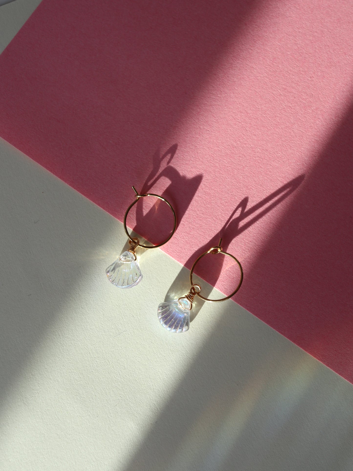 Iridescent Shell Gold Hoop Earrings
