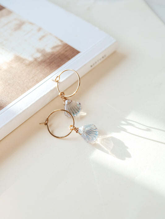Iridescent Shell Gold Hoop Earrings