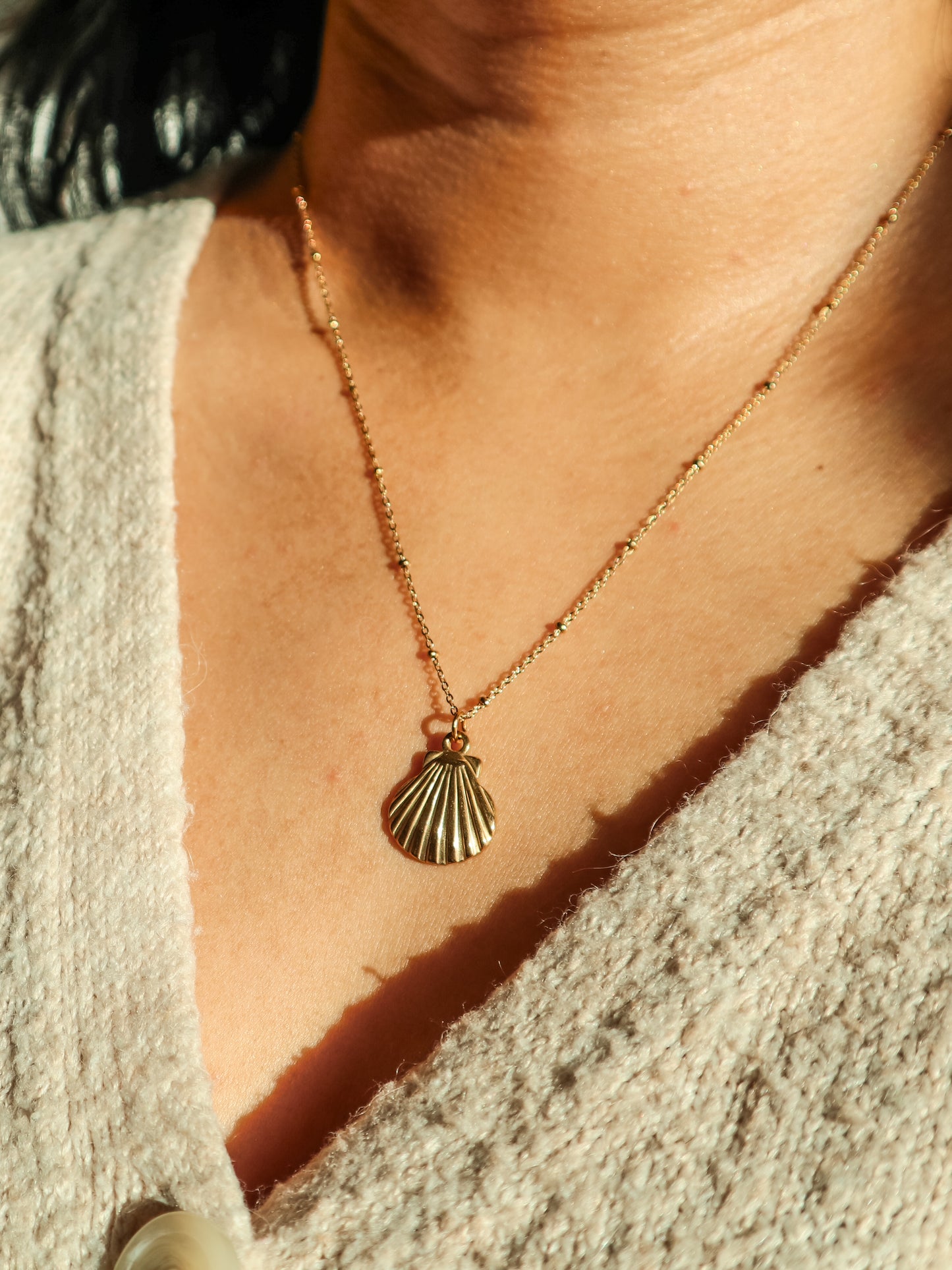 Gold Shell Pendant Necklace