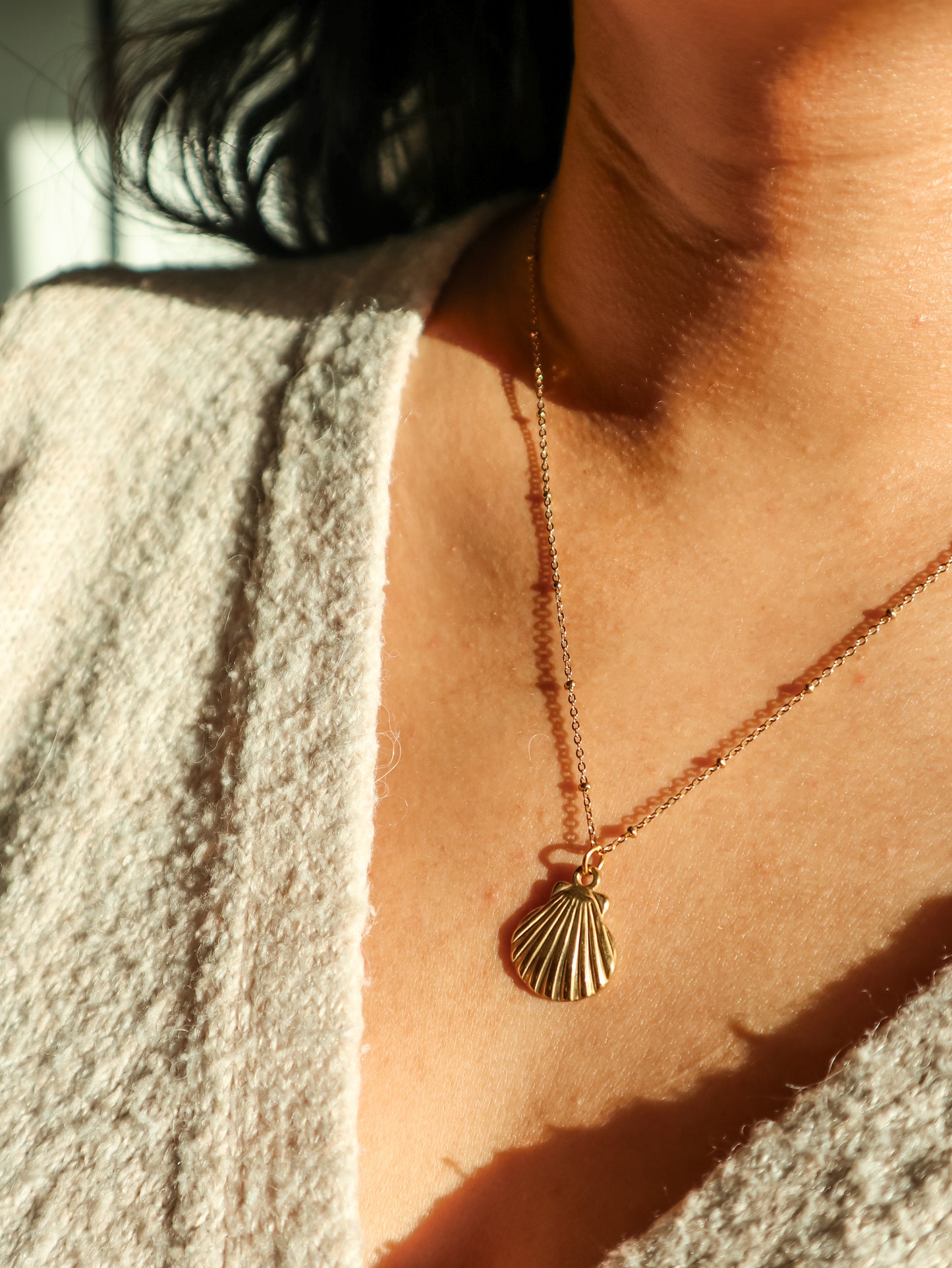 Gold Shell Pendant Necklace