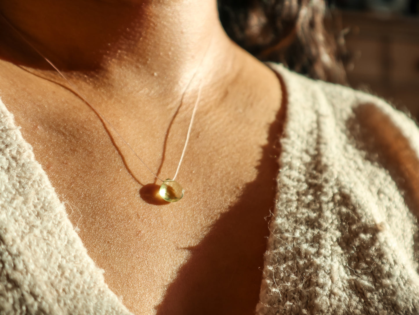 Lemon Quartz Silk Cord Necklace