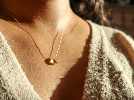 Lemon Quartz Silk Cord Necklace