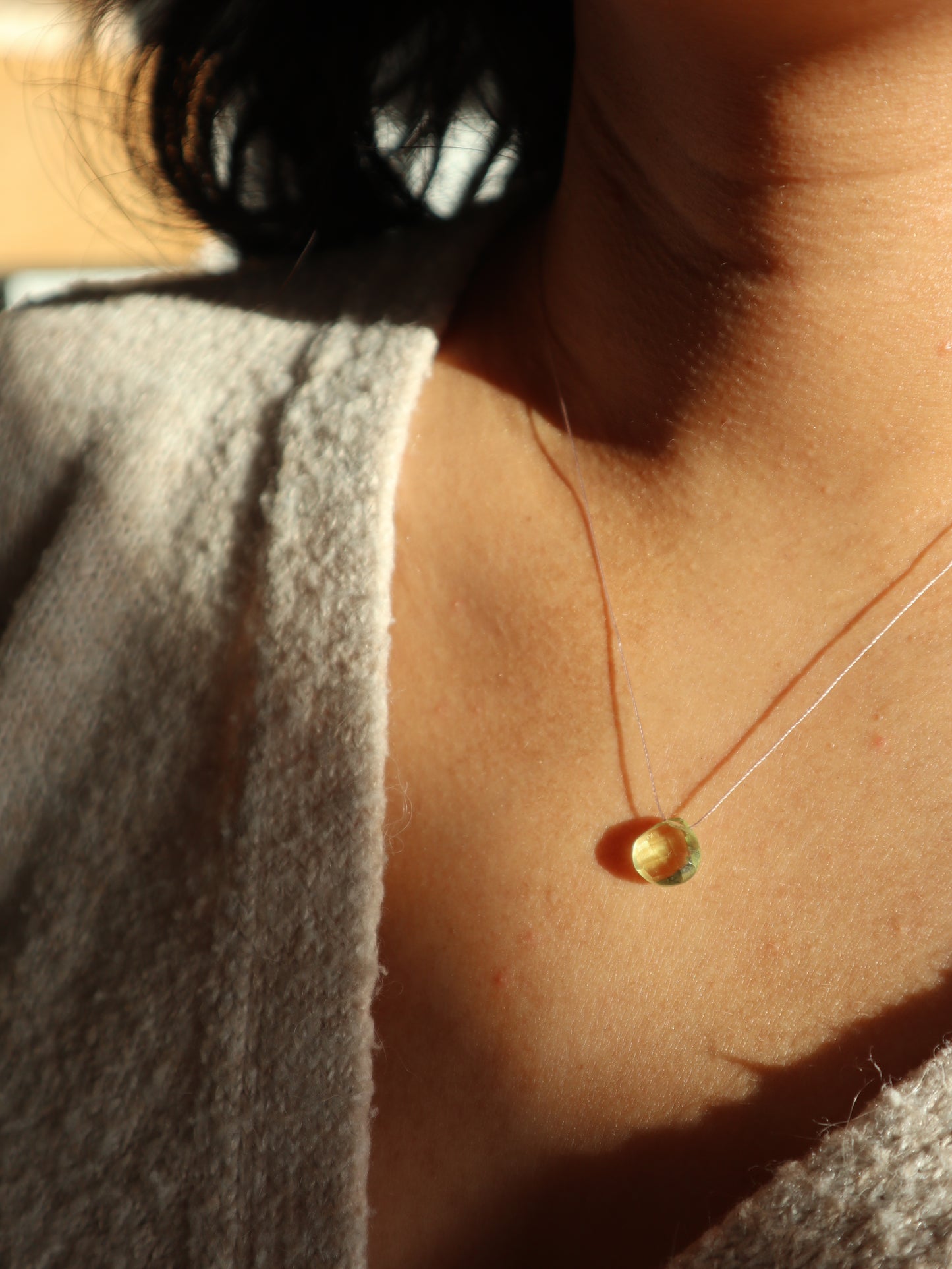 Lemon Quartz Silk Cord Necklace