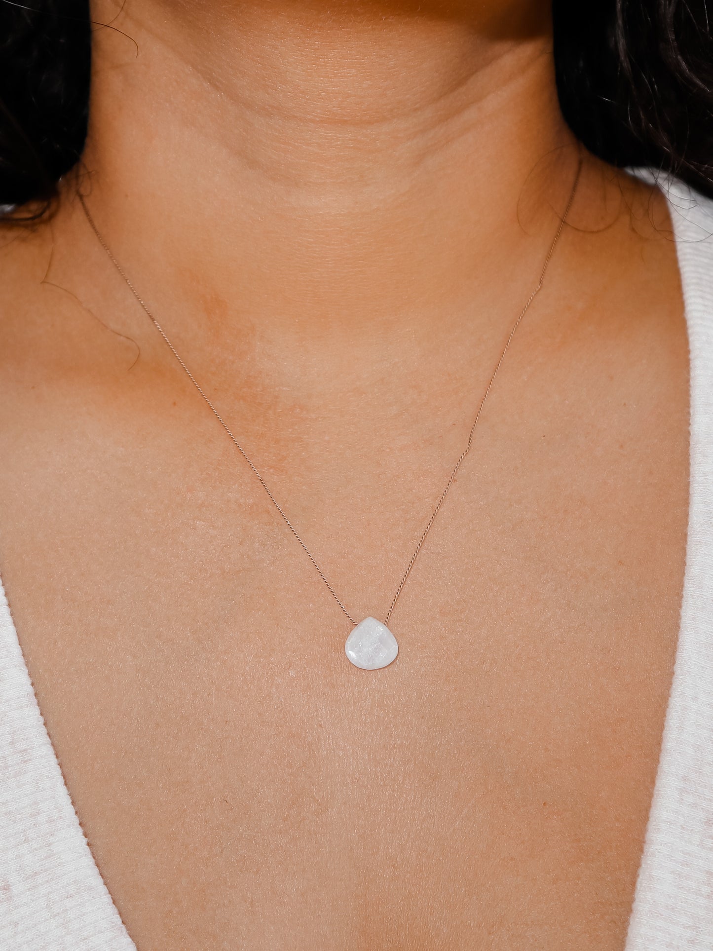 Moonstone Silk Cord Necklace, June Birthstone