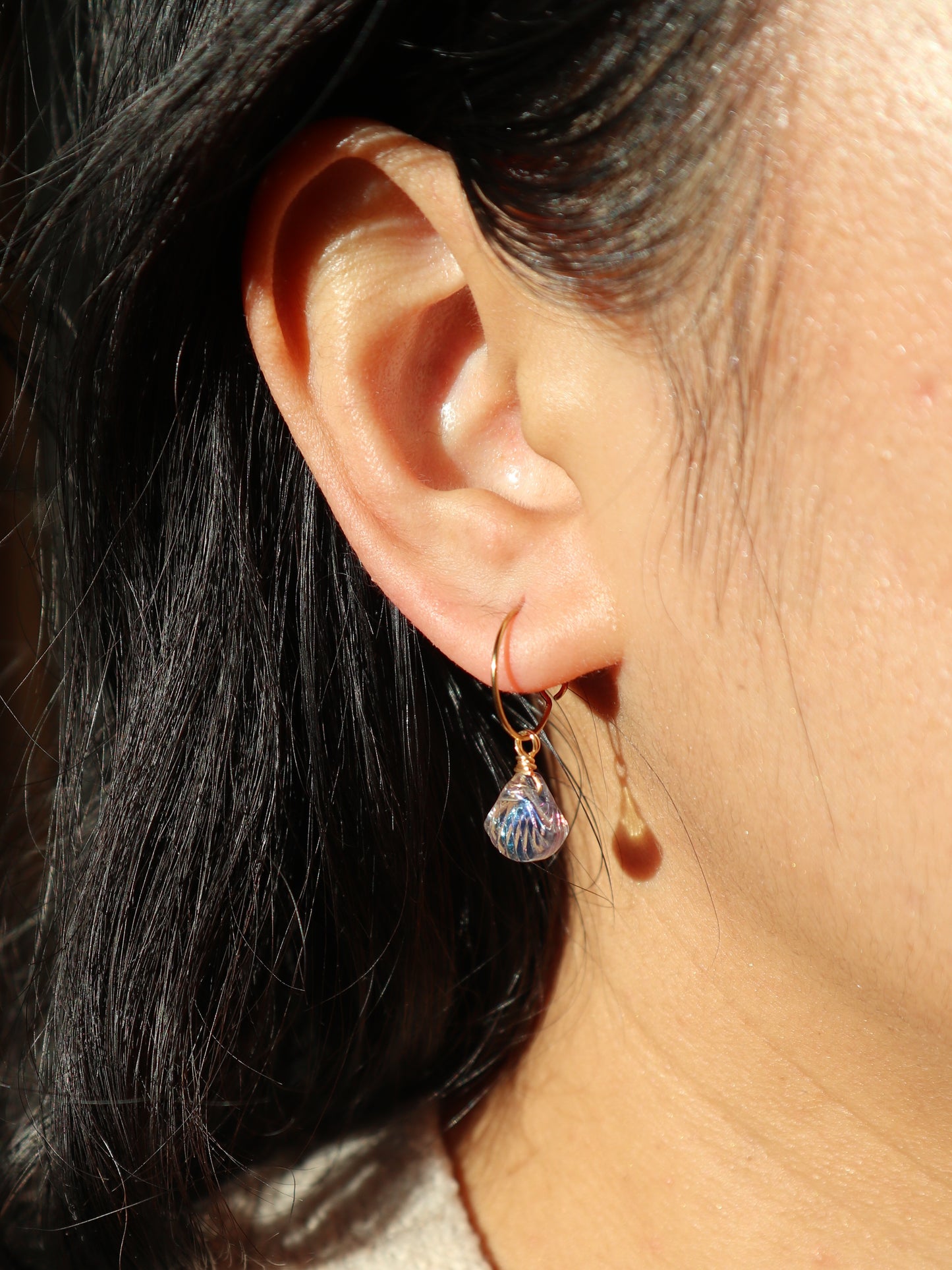 Iridescent Shell Gold Hoop Earrings
