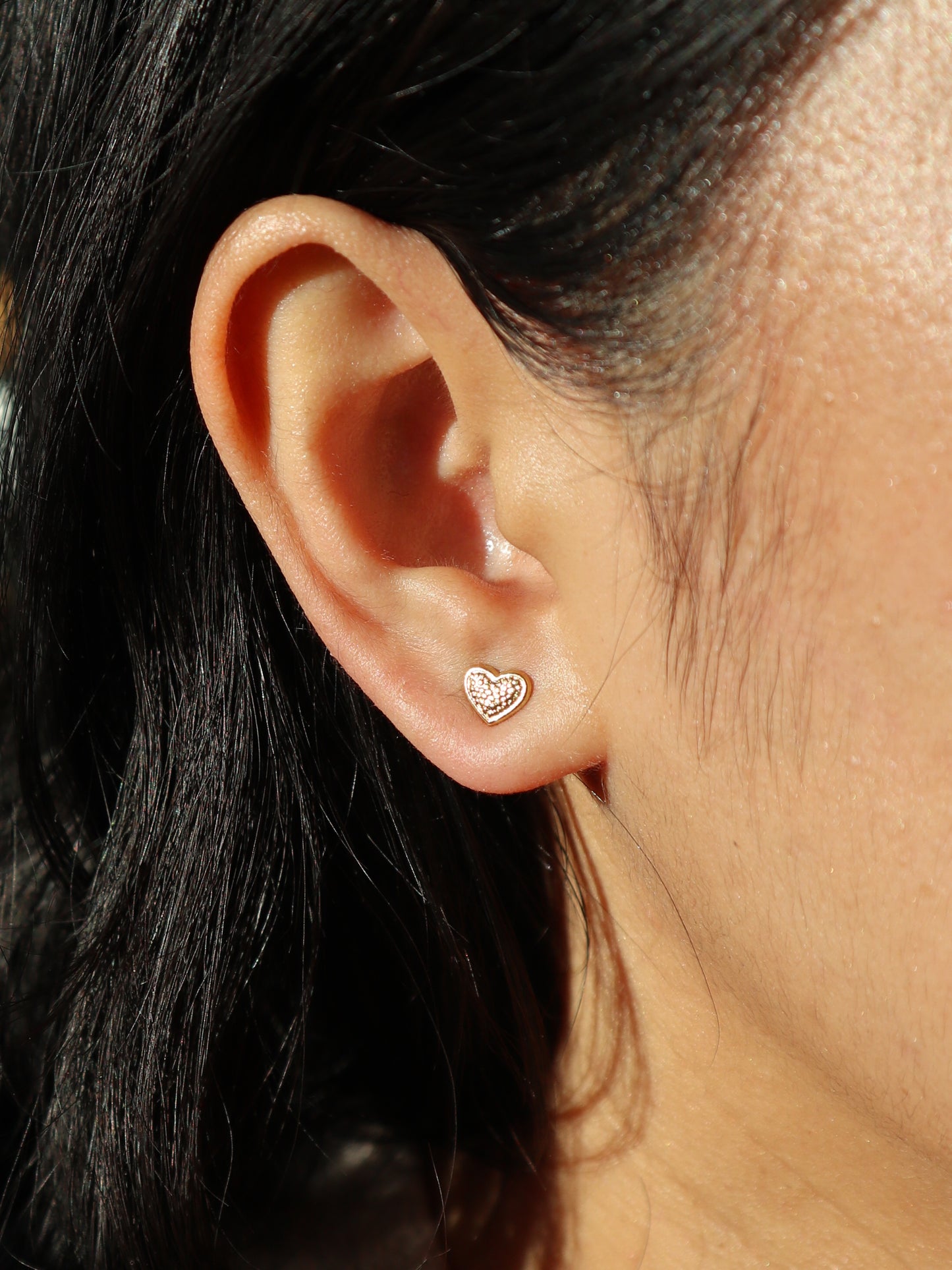 Dainty Gold Heart Stud Earrings