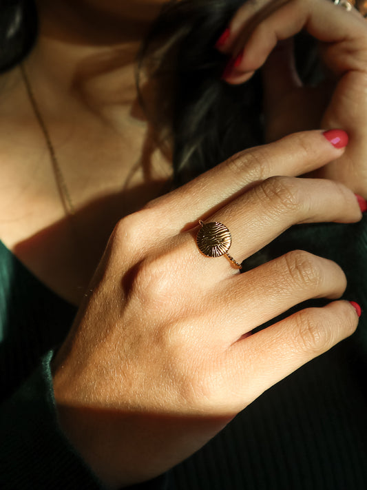 Textured Gold Disc Ring