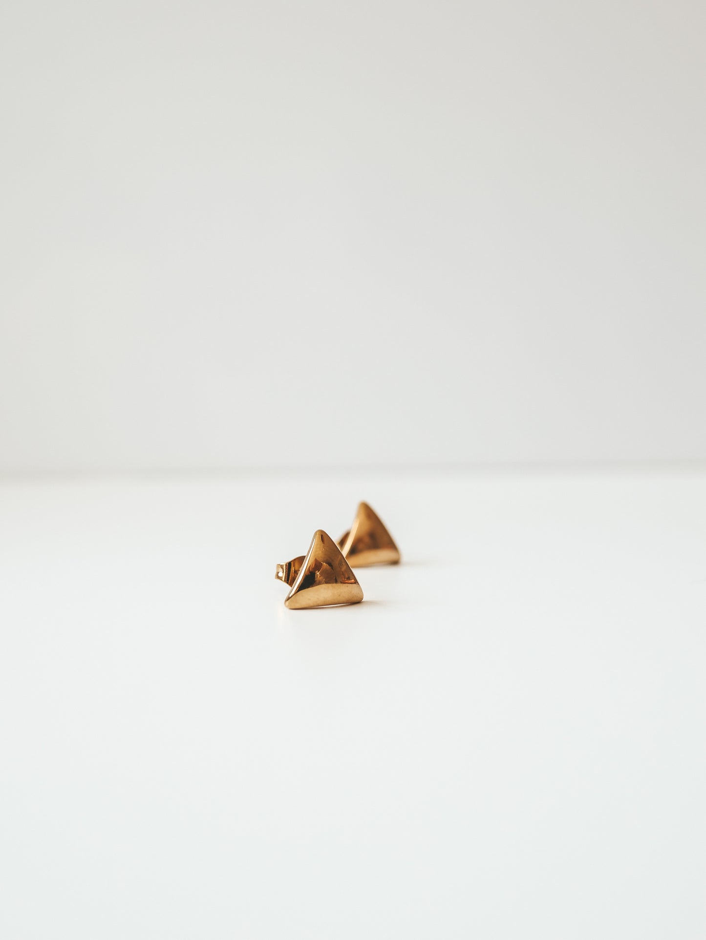 Gold Triangle Stud Earrings