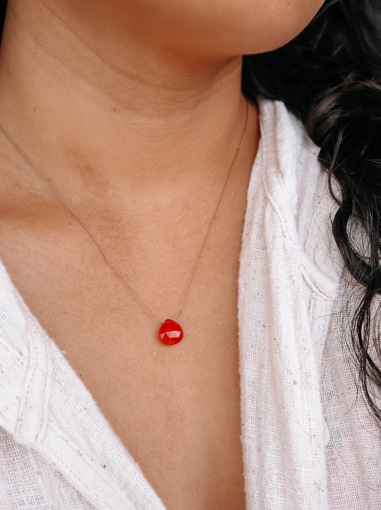 Carnelian Silk Cord Necklace, July Birthstone