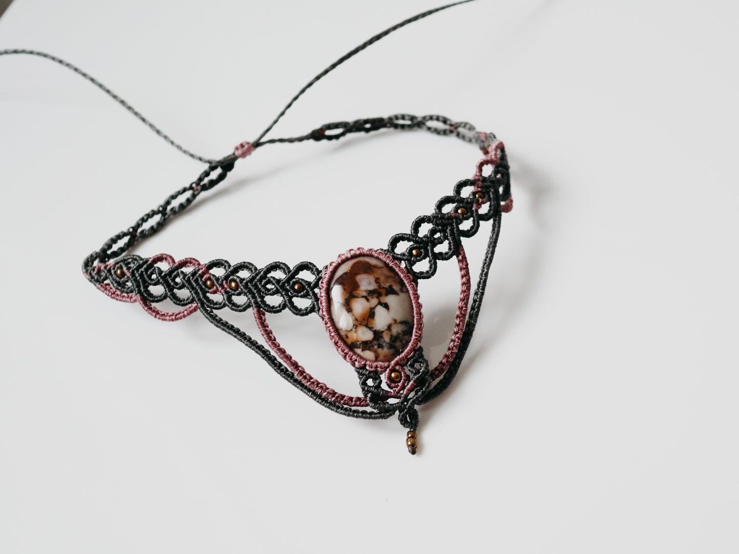 Jasper Macrame Collar Necklace