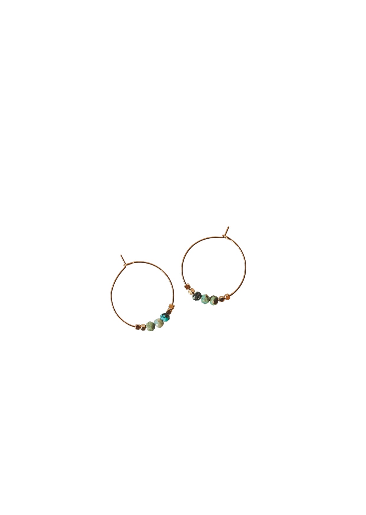 African Turquoise Gold Hoop Earrings