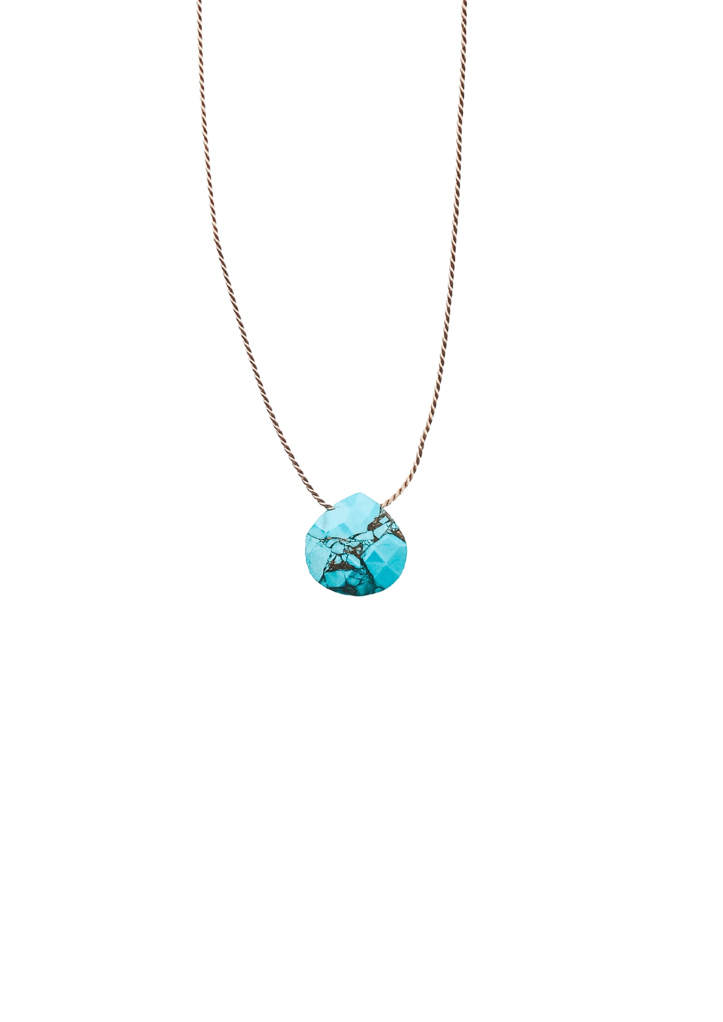 Turquoise Silk Cord Necklace, December Birthstone