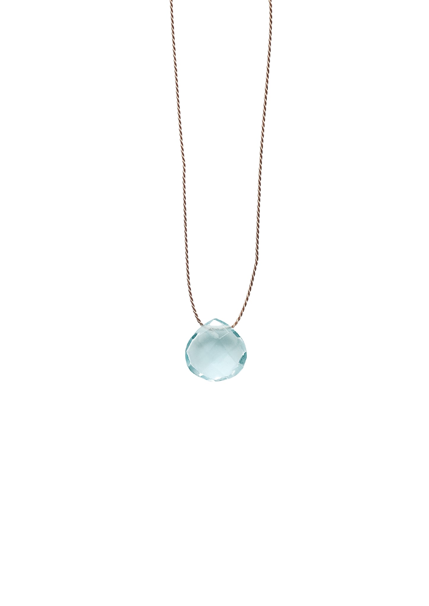 Aquamarine Silk Cord Necklace, March Birthstone