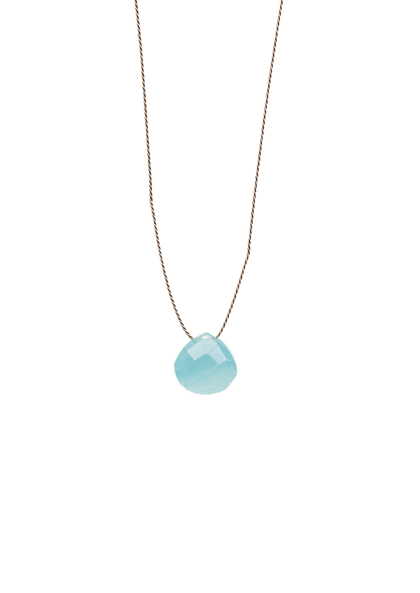 Blue Chalcedony Silk Cord Necklace, March Birthstone