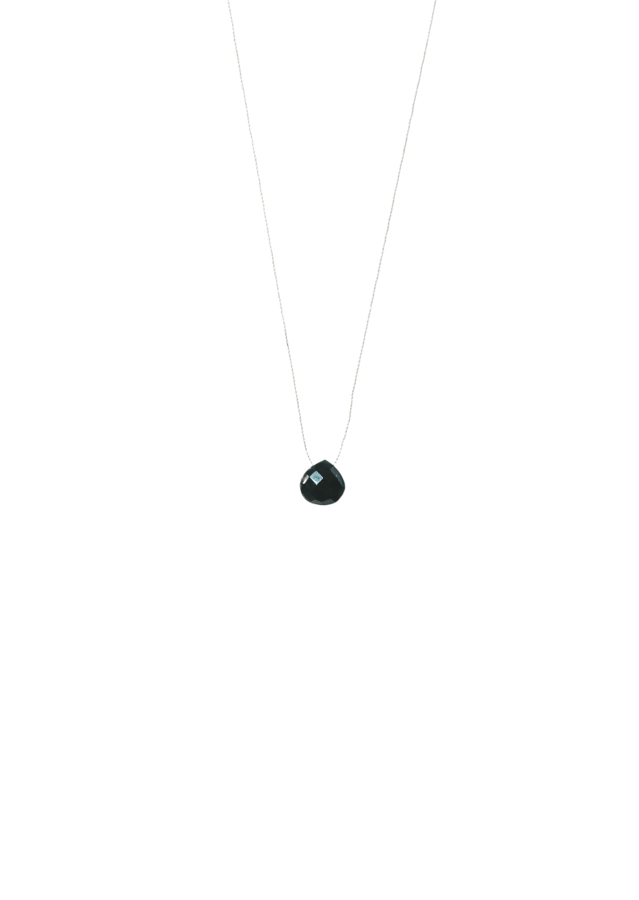 Black Onyx Silk Cord Necklace, July Birthstone