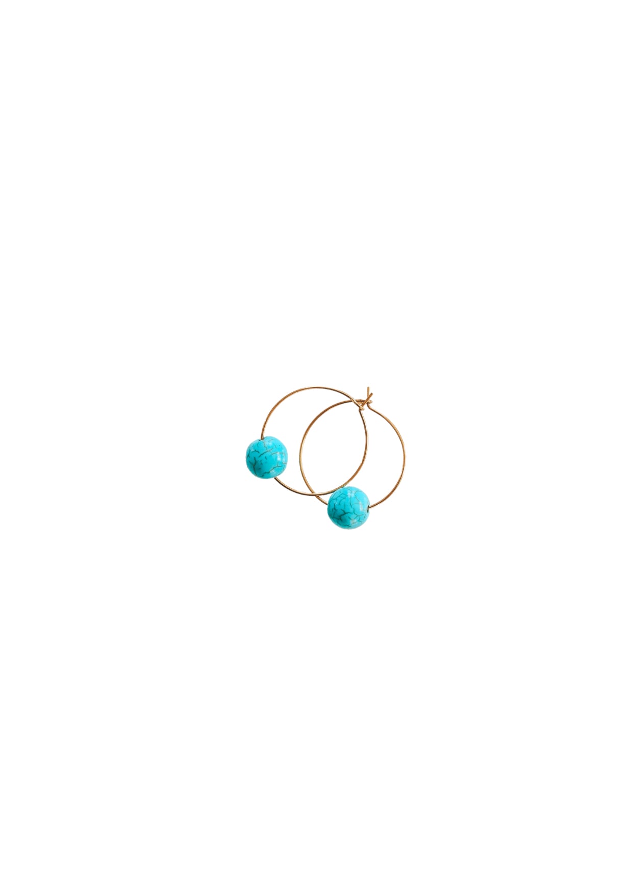 Blue Turquoise Gold Hoop Earrings